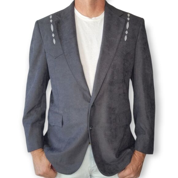 Vintage Pagano West Grey Western Sportcoat sz 44R - Picture 2 of 8